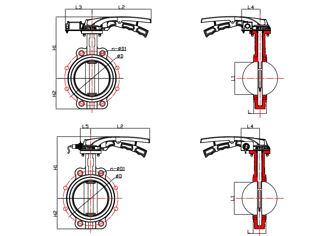 對(duì)夾式發(fā)訊手柄蝶閥