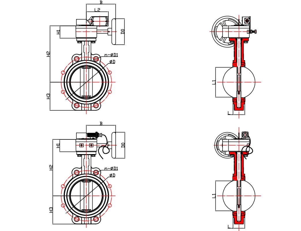有靠背—對夾式發(fā)訊蝸輪蝶閥