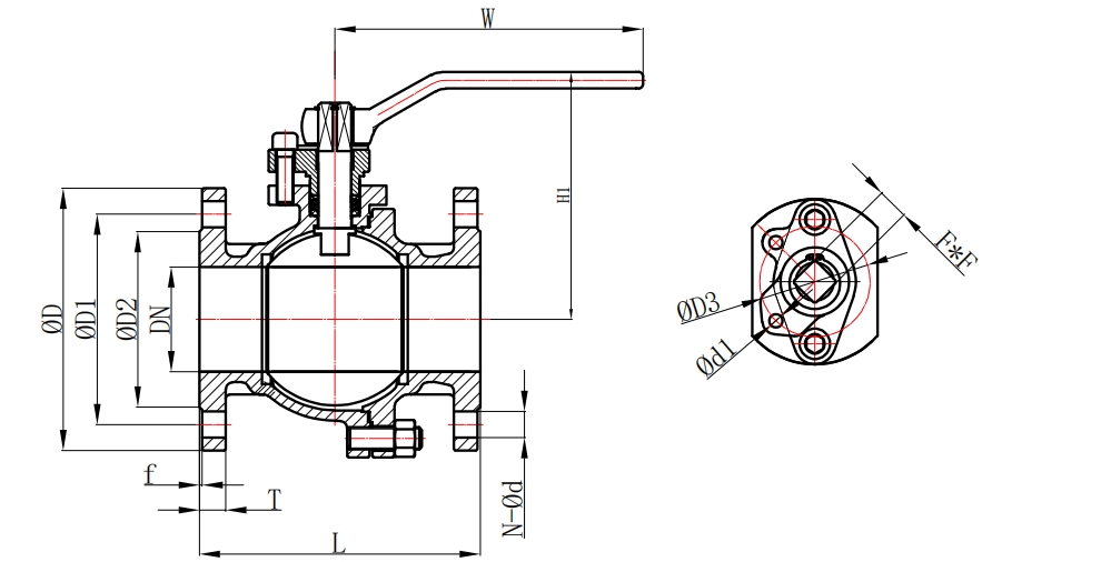 法蘭式手柄球閥